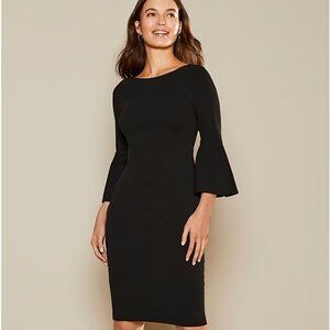 NWT CALVIN KLEIN Black 3/4 Sleeve Gold Zipper Sheath Dress Sz 10